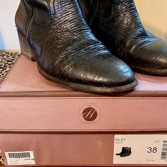 H by Hudson black leather ankle boots - Picture 5 of 6